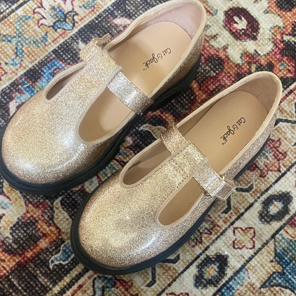 Cat & Jack Gold Glitter Dress Shoes